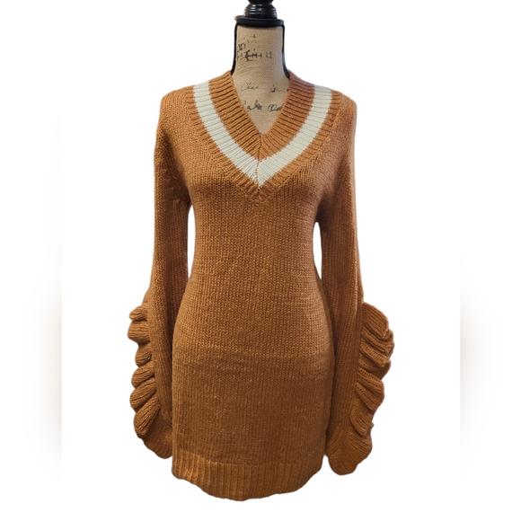 Chloe Dresses & Skirts - Chloah Sweater Dress with Oversized Flared Sleeves